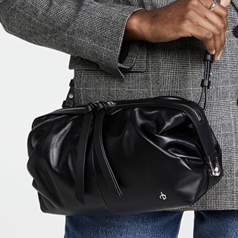 New Rag & Bone Black Leather Top Handle Convertible Crossbody Bag